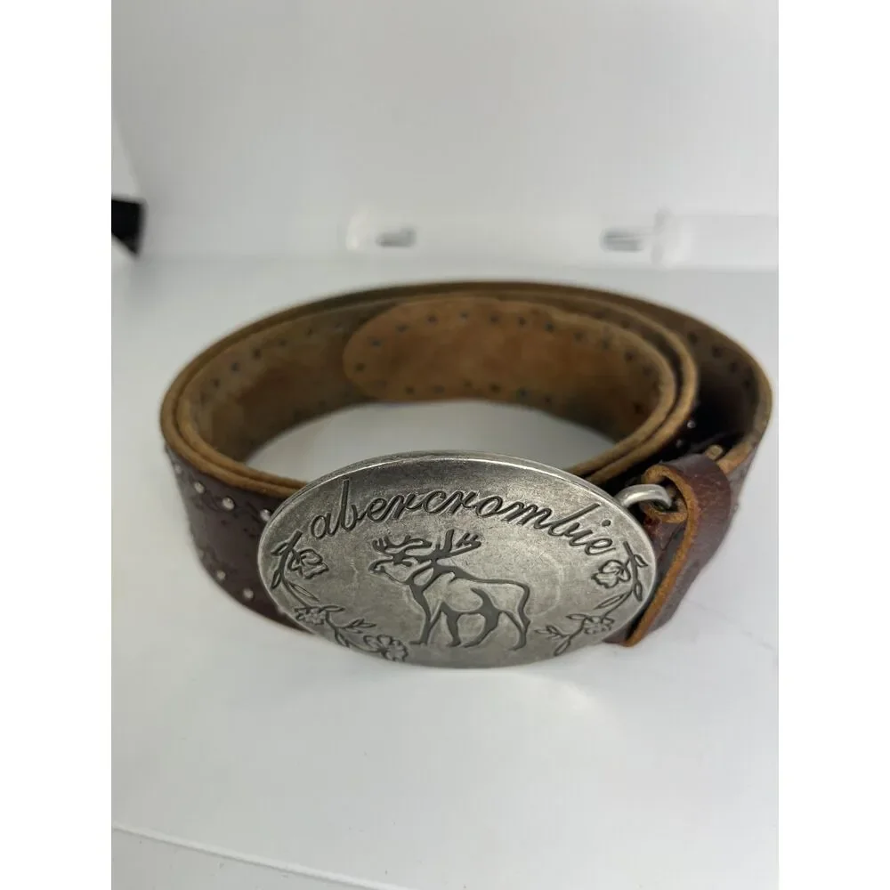 Vintage y2k Abercrombie & Fitch belt with buckle xl(34ish inch) floral silver